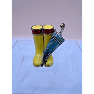 Monet 'Yellow Boots & Umbrella' Enameled Metal Trinket Box